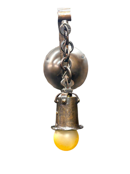 Hammered Exposed Bulb Arts and Crafts Wall Sconce in Patinated Bronze #2653