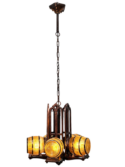 Custom Replication of 1930s Tavern Keg and Barrel Chandelier by Gill Glass for Wine Cellars and Taverns  #2655