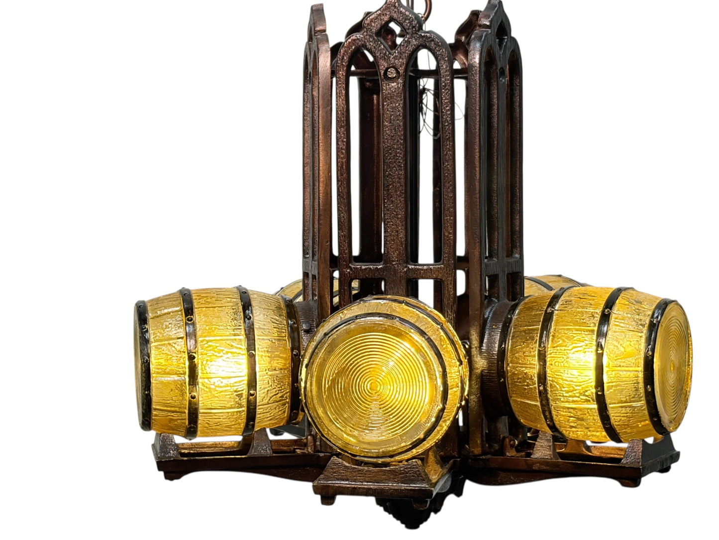 Custom Replication of 1930s Tavern Keg and Barrel Chandelier by Gill Glass for Wine Cellars and Taverns  #2655