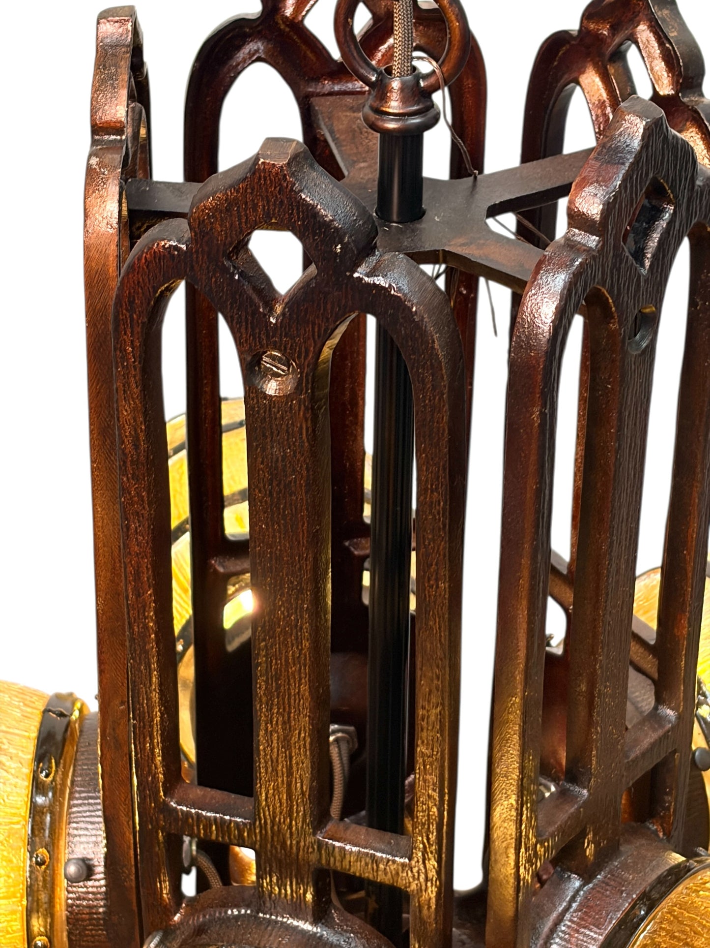 Custom Replication of 1930s Tavern Keg and Barrel Chandelier by Gill Glass for Wine Cellars and Taverns  #2655