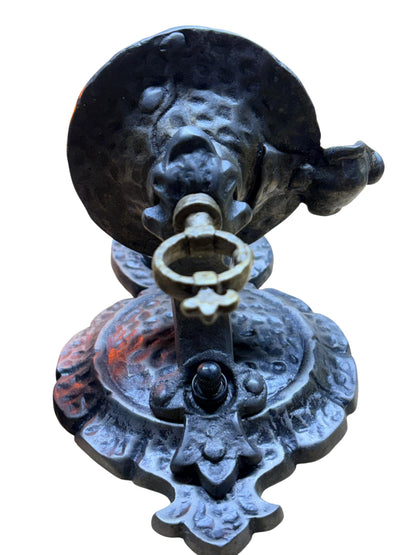Four Storybook Wall Sconces from 1920s with Original Finish, New Wiring, Antique Style Candle Sleeves Hammered Tudor Spanish Revival #2657