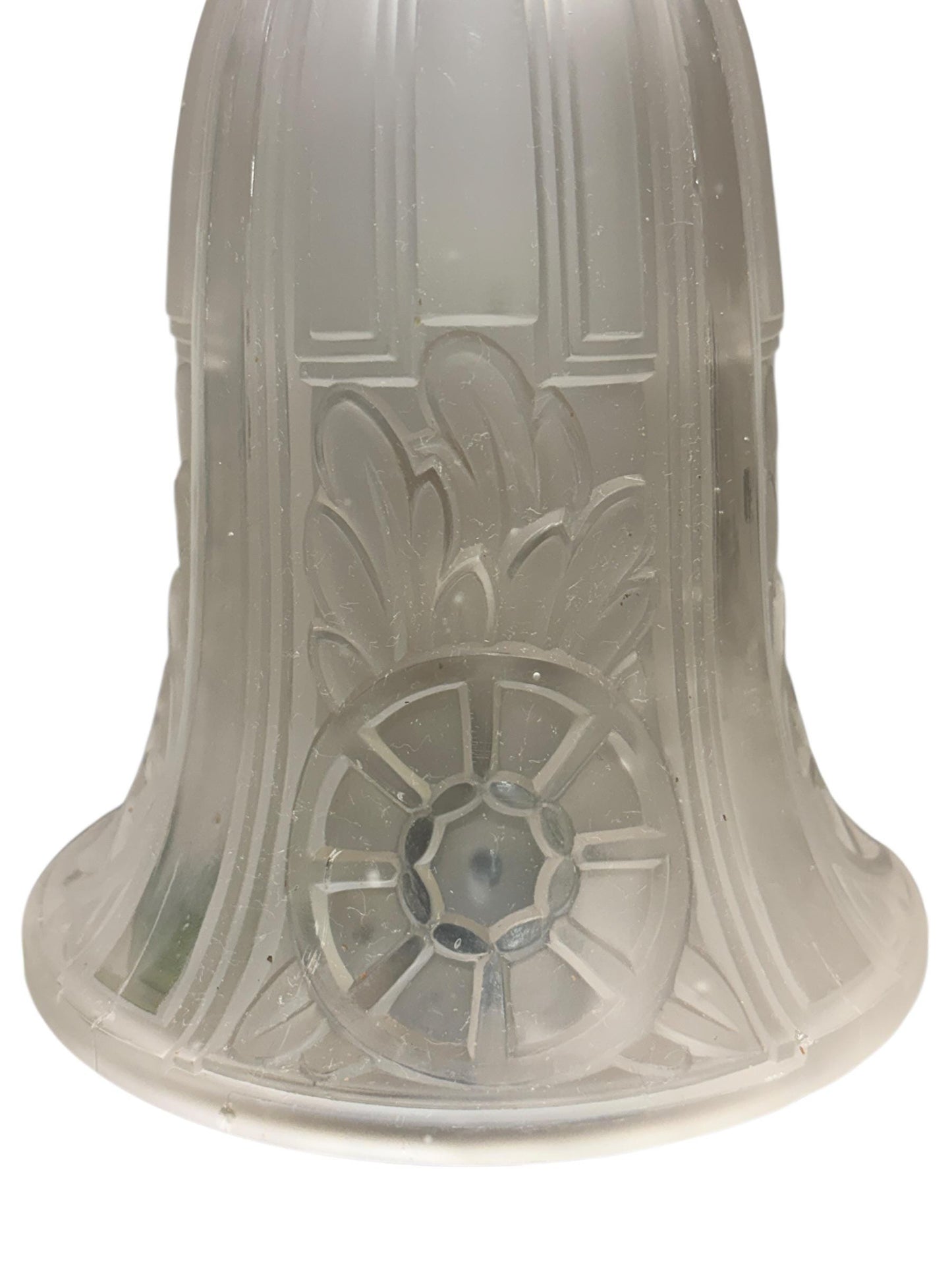Antique 1920s French Art Deco Accent Lamp Mushroom Shaped with Clear Frosted Glass Shade and Forged Black Iron Base #2659