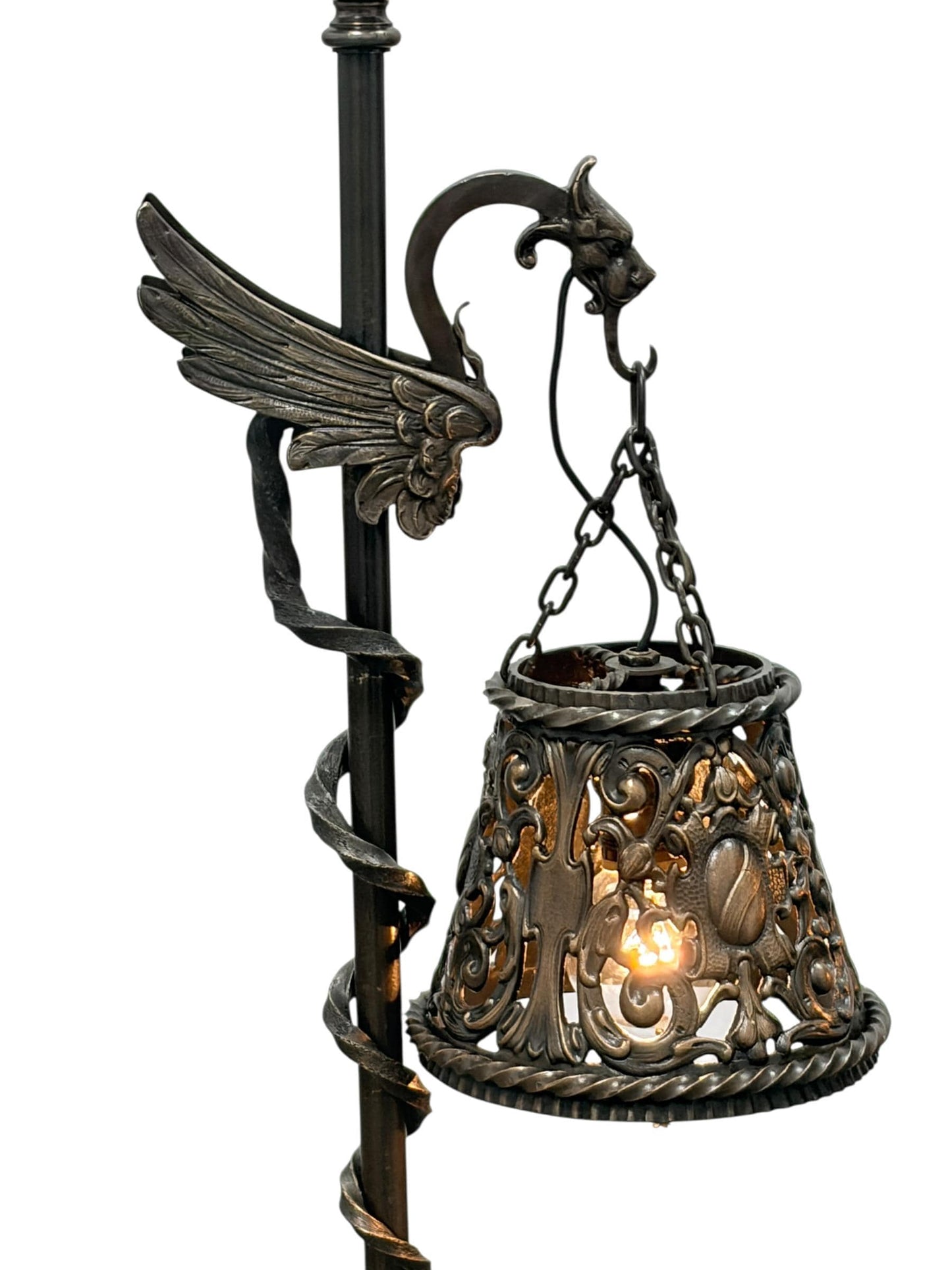 Spectacular Diminutive Size Cast Bronze Davenport Accent Floor Lamps Flying Dragons with Twisted Tails Newly Cleaned Restored Rewired