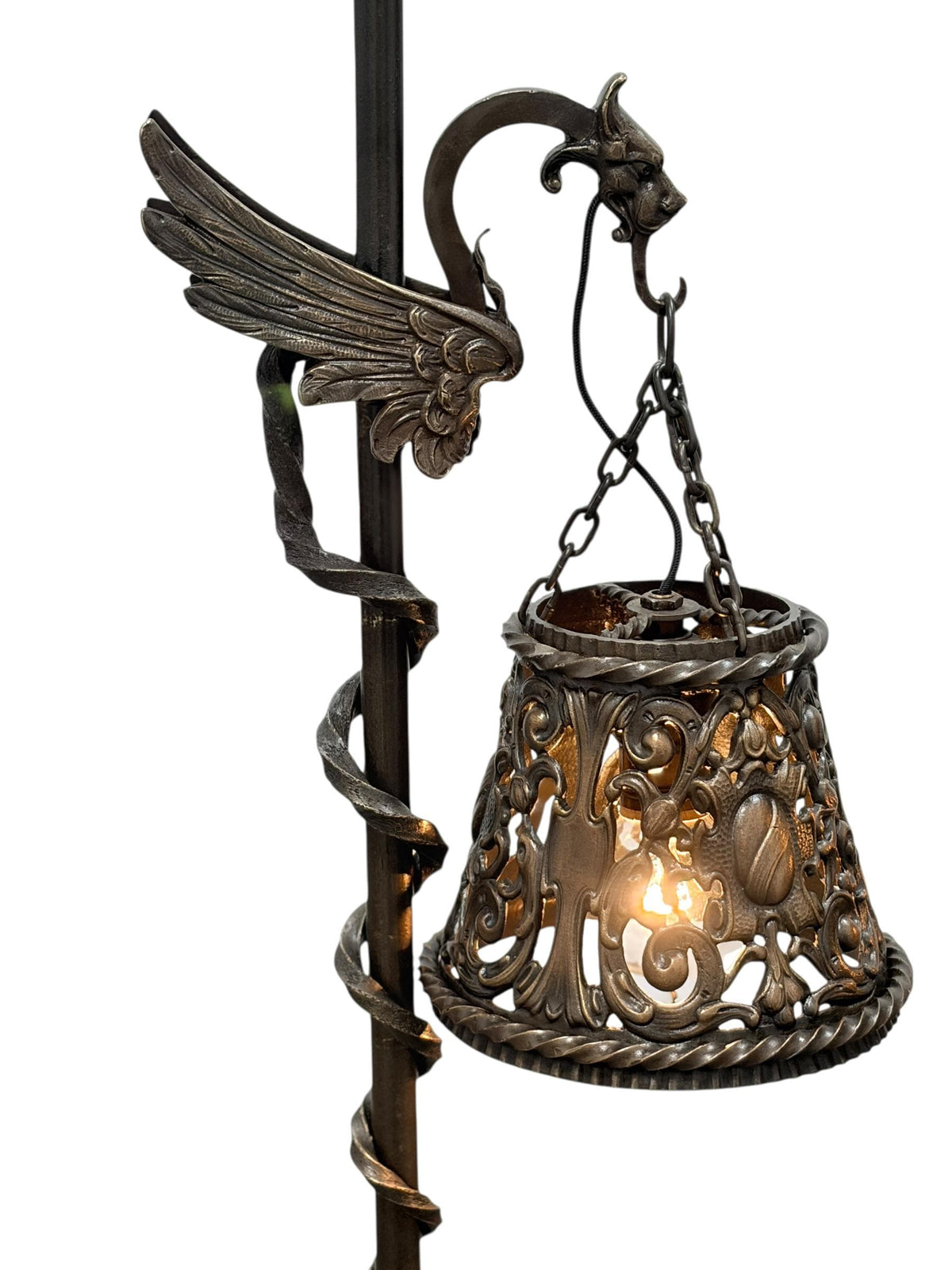 Spectacular Diminutive Size Cast Bronze Davenport Accent Floor Lamps Flying Dragons with Twisted Tails Newly Cleaned Restored Rewired