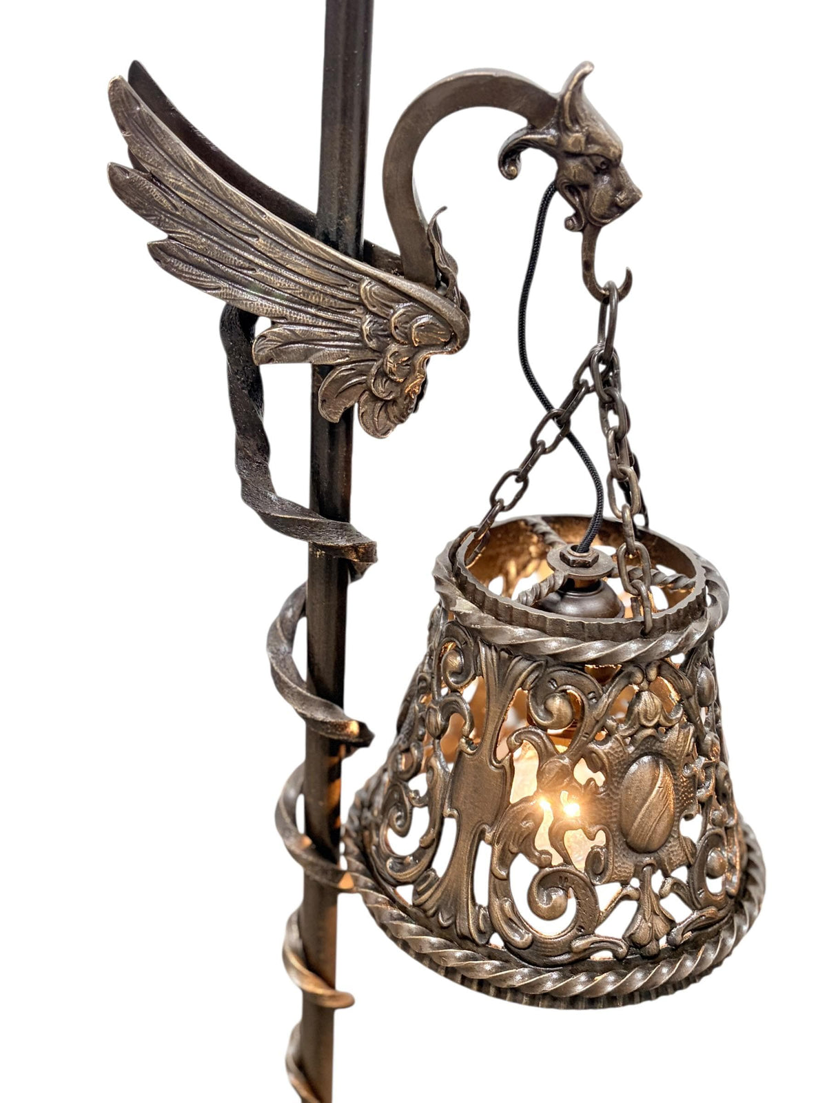 Spectacular Diminutive Size Cast Bronze Davenport Accent Floor Lamps Flying Dragons with Twisted Tails Newly Cleaned Restored Rewired