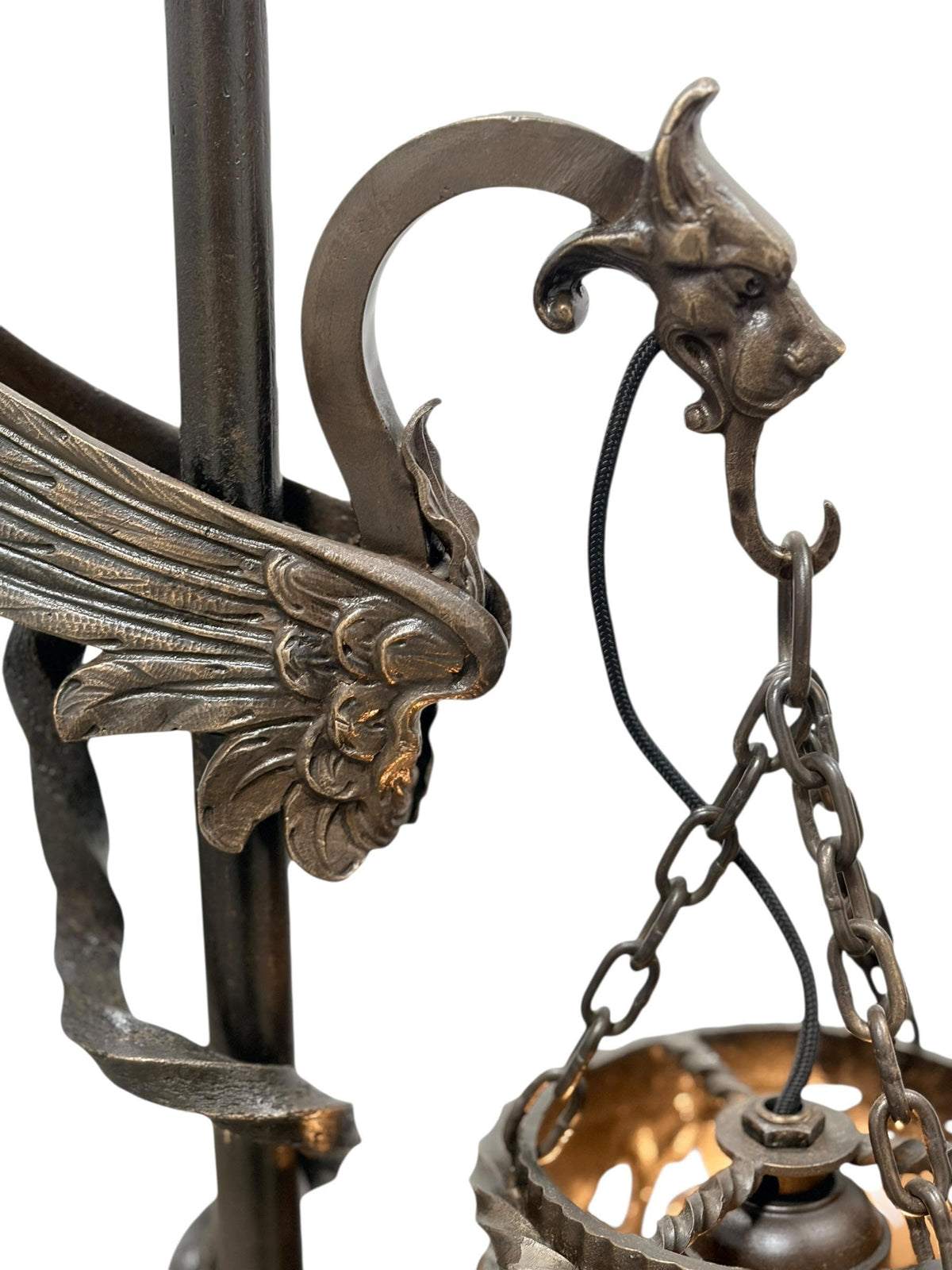 Spectacular Diminutive Size Cast Bronze Davenport Accent Floor Lamps Flying Dragons with Twisted Tails Newly Cleaned Restored Rewired