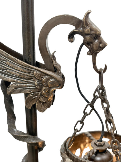 Spectacular Diminutive Size Cast Bronze Davenport Accent Floor Lamps Flying Dragons with Twisted Tails Newly Cleaned Restored Rewired