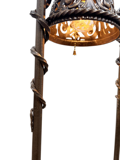Spectacular Diminutive Size Cast Bronze Davenport Accent Floor Lamps Flying Dragons with Twisted Tails Newly Cleaned Restored Rewired