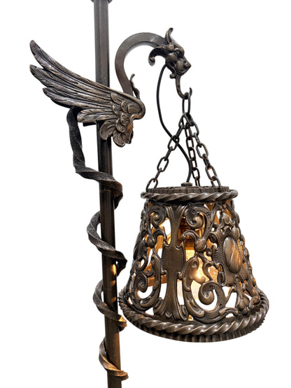 Spectacular Diminutive Size Cast Bronze Davenport Accent Floor Lamps Flying Dragons with Twisted Tails Newly Cleaned Restored Rewired