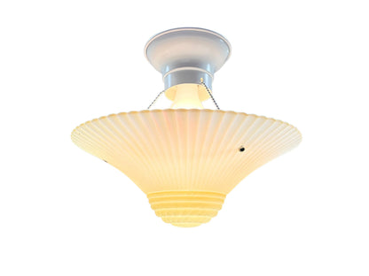 Vintage Three Chain Bowl Light 1920s 1930s Light Yellow Bedroom or Hallway Ceiling Light Restored with New Paint and Wiring #2667