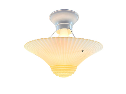 Vintage Three Chain Bowl Light 1920s 1930s Light Yellow Bedroom or Hallway Ceiling Light Restored with New Paint and Wiring #2667