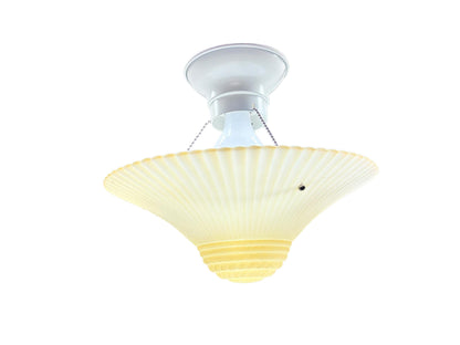 Vintage Three Chain Bowl Light 1920s 1930s Light Yellow Bedroom or Hallway Ceiling Light Restored with New Paint and Wiring #2667