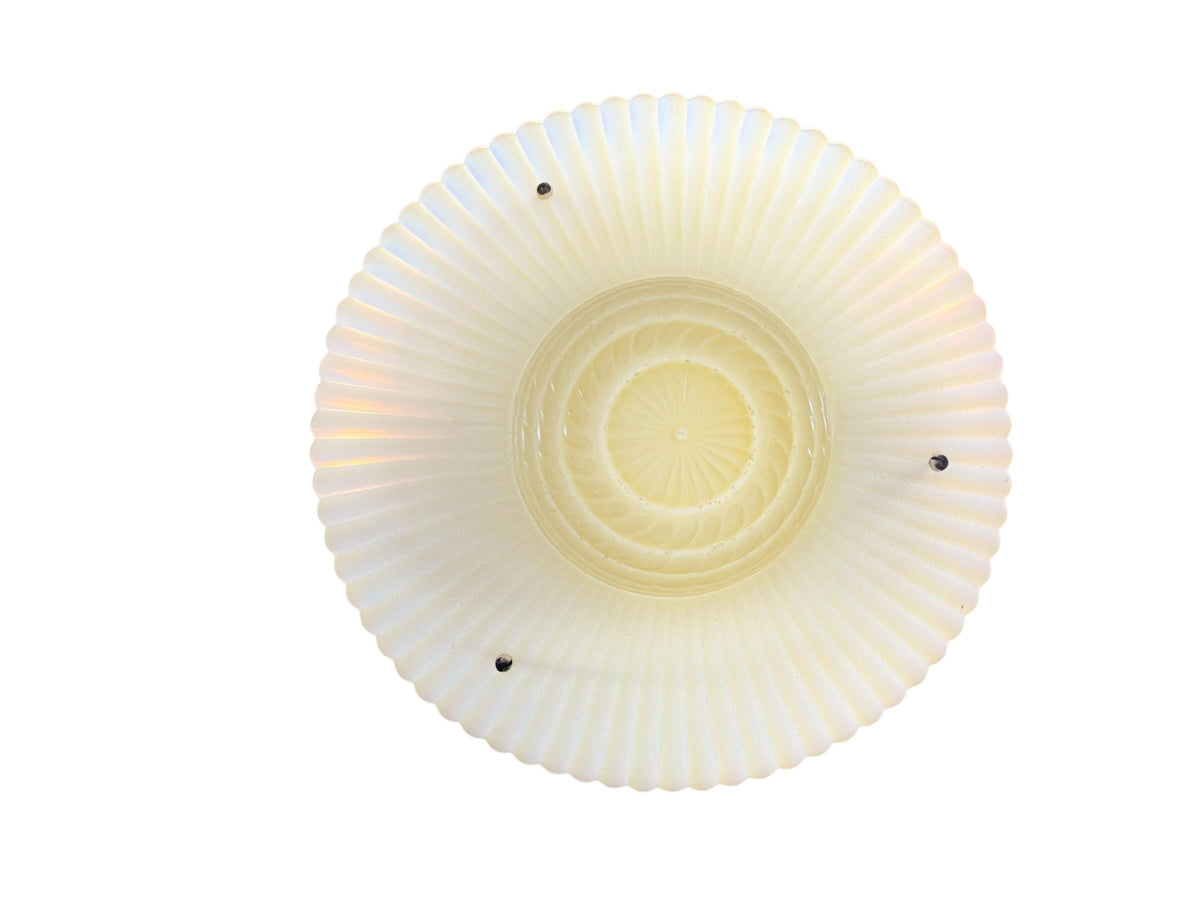 Vintage Three Chain Bowl Light 1920s 1930s Light Yellow Bedroom or Hallway Ceiling Light Restored with New Paint and Wiring #2667