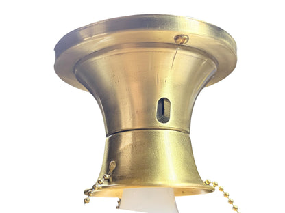 Vintage Three Chain Bowl Light 1920s 1930s Amber Glass Bedroom or Hallway Ceiling Light Restored Brushed Brass and New Wiring #2665