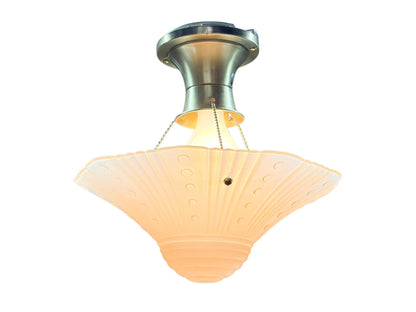 Vintage Three Chain Bowl Light 1920s 1930s Amber Glass Bedroom or Hallway Ceiling Light Restored Brushed Brass and New Wiring #2665