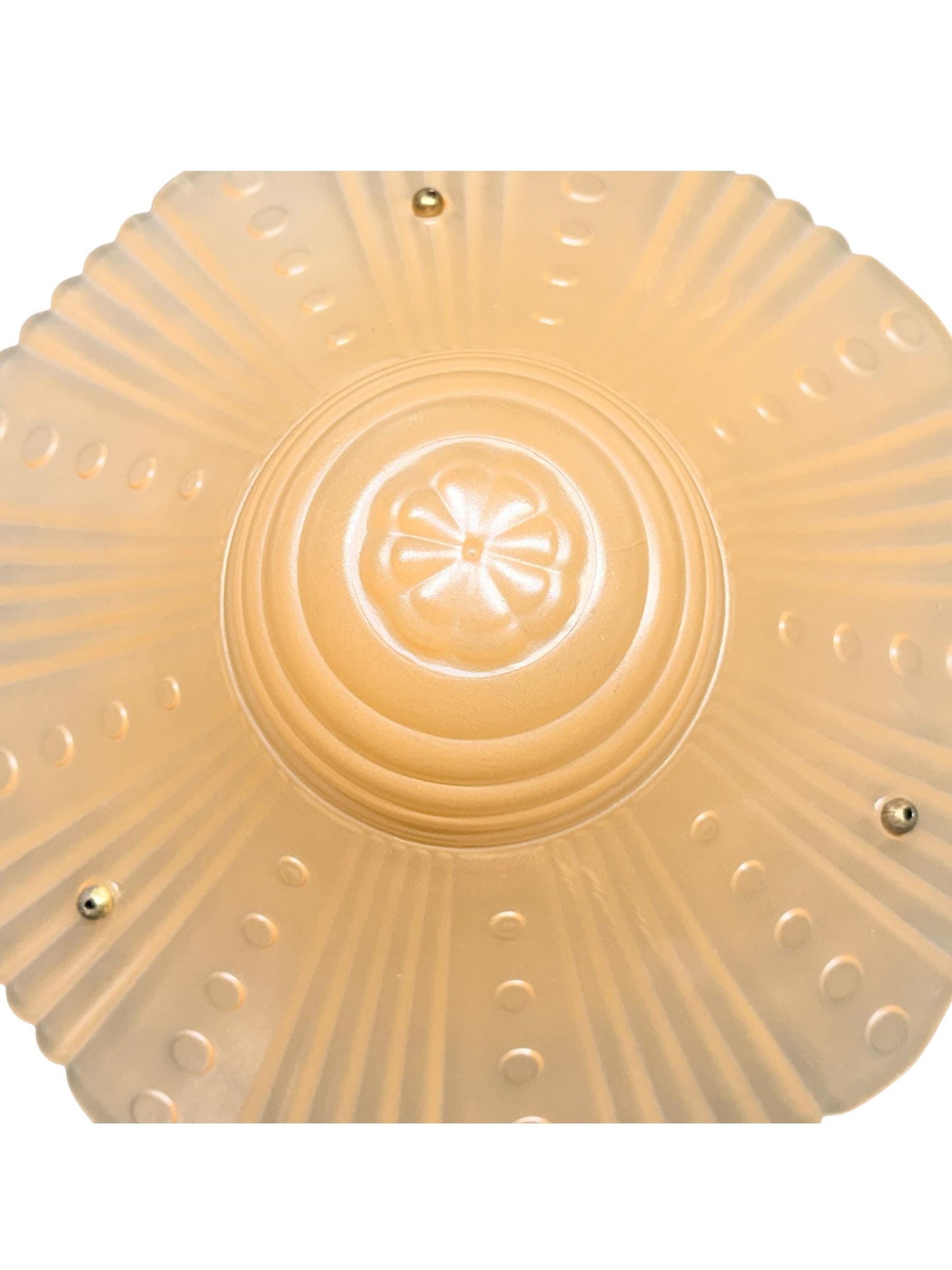 Vintage Three Chain Bowl Light 1920s 1930s Amber Glass Bedroom or Hallway Ceiling Light Restored Brushed Brass and New Wiring #2665