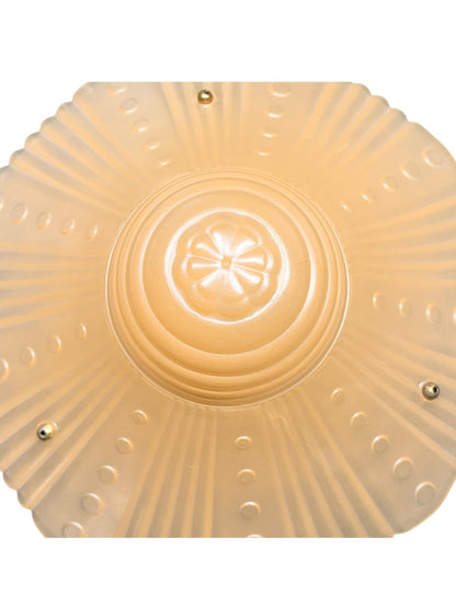 Vintage Three Chain Bowl Light 1920s 1930s Amber Glass Bedroom or Hallway Ceiling Light Restored Brushed Brass and New Wiring #2665