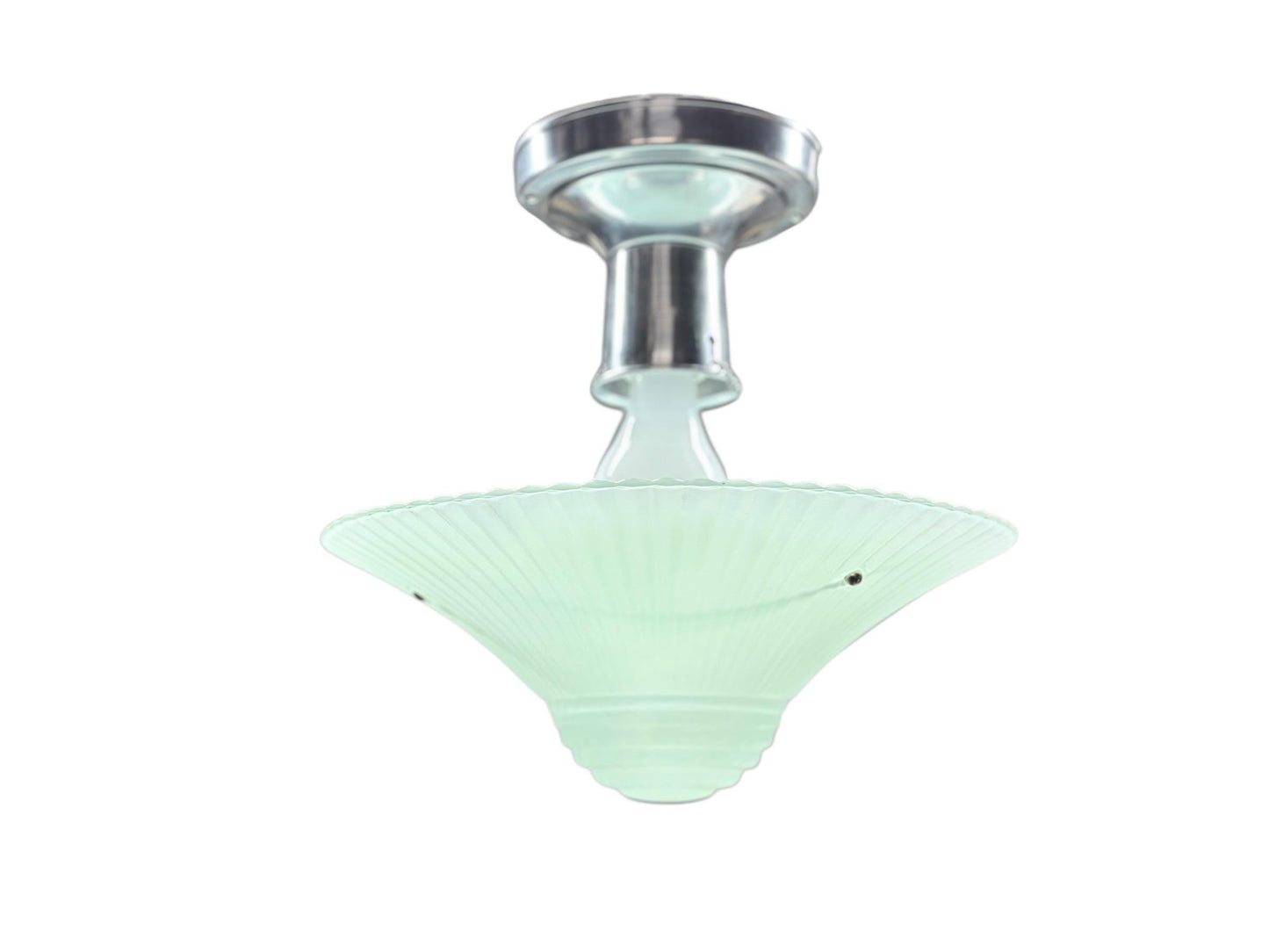 Vintage Three Chain Bowl Light 1920s 1930s Robin's Egg Blue Bedroom or Hallway Ceiling Light Restored with Paint and Wiring #2665