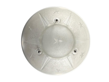 Pair Matching Frosted Glass Bowl Lights  Star Detail 1940s with Polished Aluminum Fixture New Wiring Ready to Install Small Bedroom Hallway