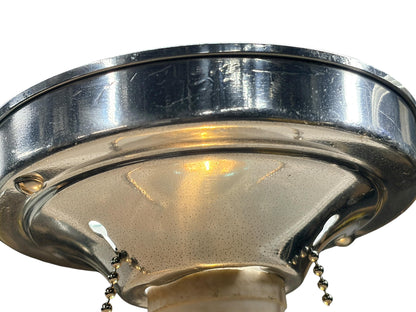 Pair Matching Frosted Glass Bowl Lights  Star Detail 1940s with Polished Aluminum Fixture New Wiring Ready to Install Small Bedroom Hallway