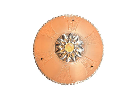 1930s Hanging Pink Bowl Semi Flush Light with Polished Aluminum Fixture New Wiring Bedroom Hallway Closet