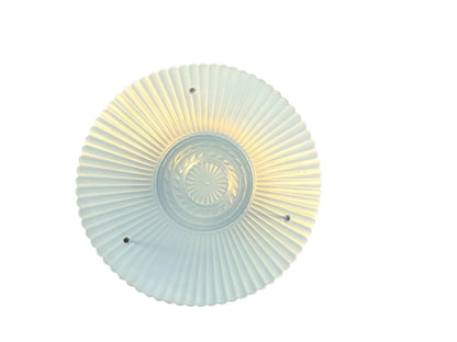 Blue Bead Chain Semi Flush Bowl Light with Painted Blue Fixture New Wiring Nickel Chains Art Deco Bedroom Hallway Walk in Closet Light