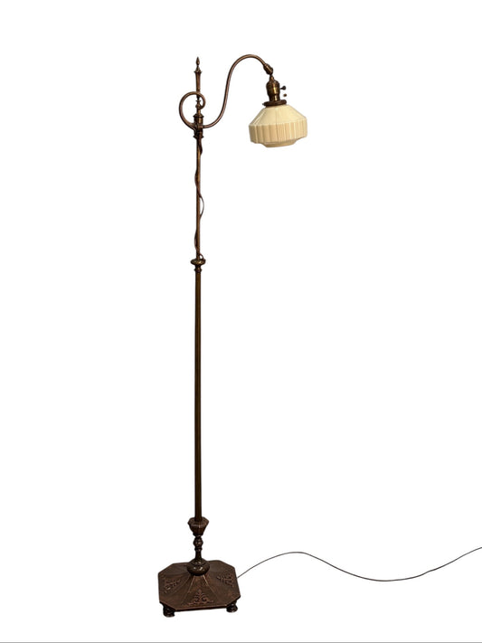 Floor Lamp with Adjustable Height and Glass Shade #2603