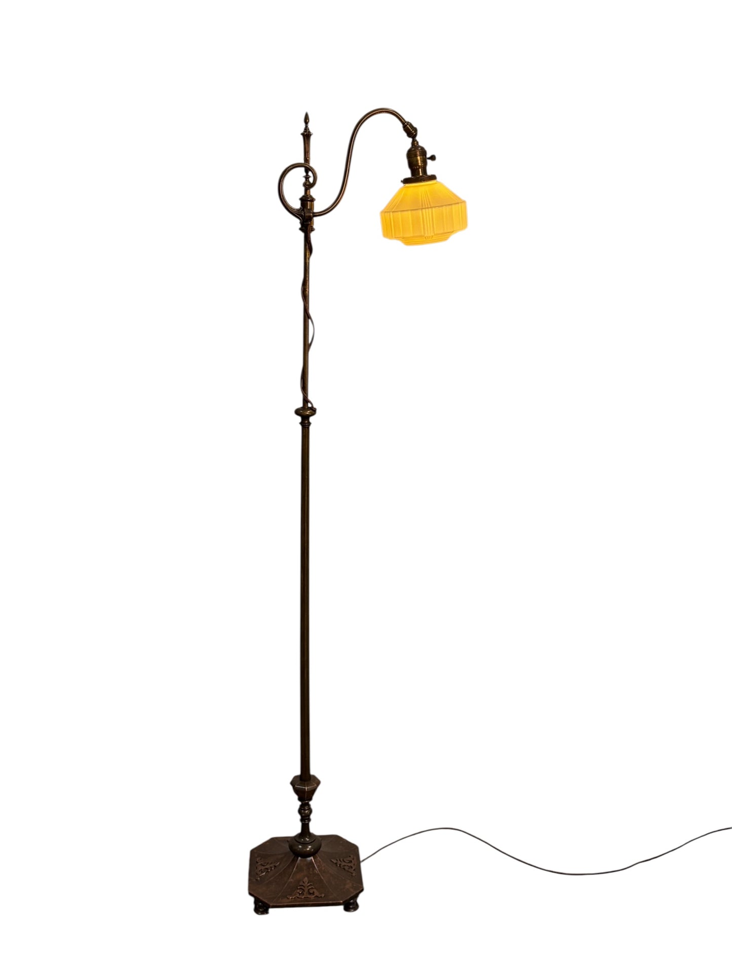 Floor Lamp with Adjustable Height and Glass Shade #2603