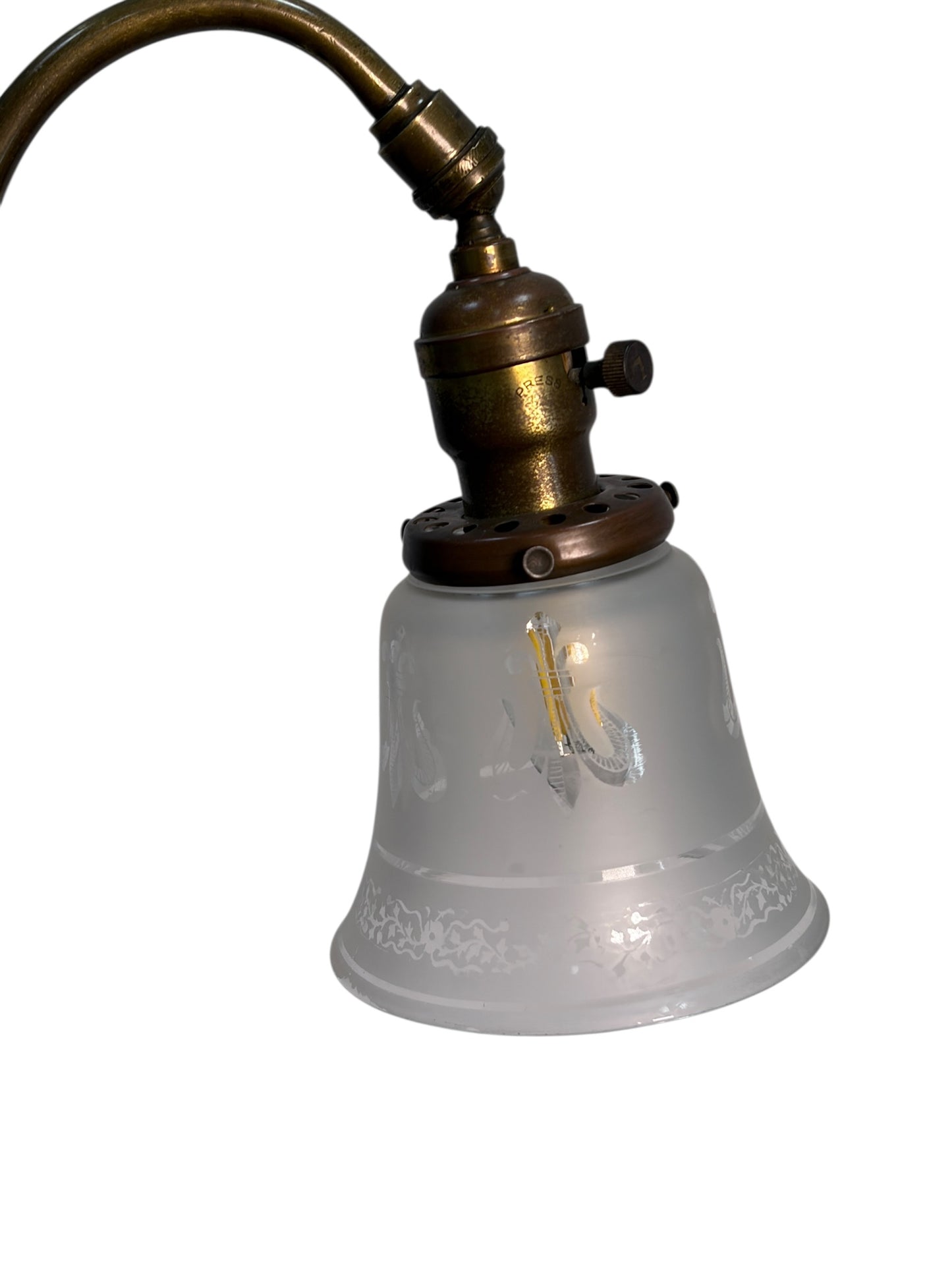 Floor Lamp with Adjustable Height and Glass Shade #2603