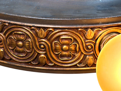 1920s Pendant with Acorn Shaped Shade and Four Bare Bulbs and Original Paint Finish #2650