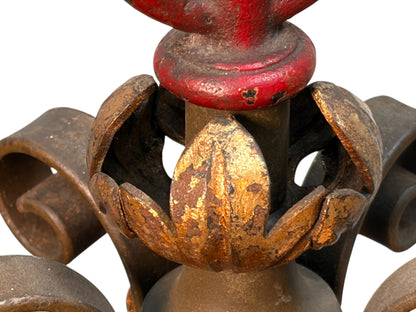 1920s Pendant with Acorn Shaped Shade and Four Bare Bulbs and Original Paint Finish #2650