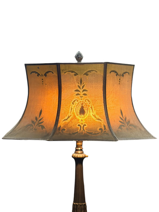Unsigned Rembrandt Type Wire Mesh Shade on Vintage Spelter Table Lamp Base #2656