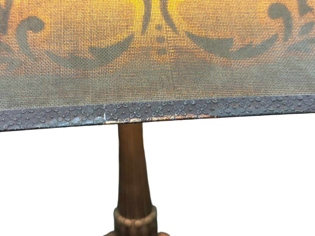 Unsigned Rembrandt Type Wire Mesh Shade on Vintage Spelter Table Lamp Base #2656