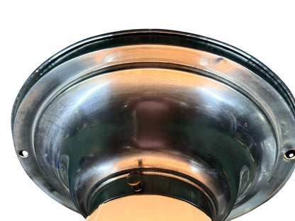 Small Ceiling Light for Hallway Bedroom Foyer with Glass Clambroth Shade on Antique Satin Nickel Fixture #2675