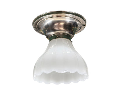 Small Ceiling Light for Hallway Bedroom Foyer with Glass Clambroth Shade on Antique Satin Nickel Fixture #2675
