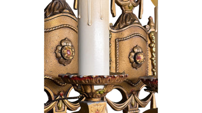 Cast Aluminum 1920s Wall Sconces with Original  Polychrome Finish #2677