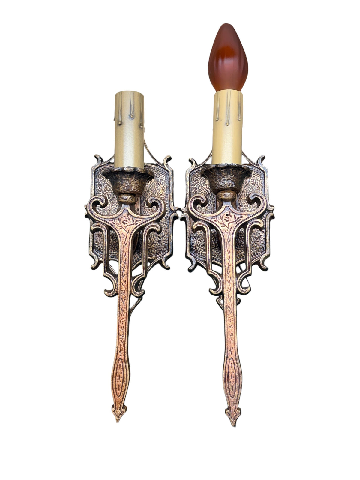 Spanish Revival Wall Sconces with Old Gold Finish in Cast Aluminum #2682