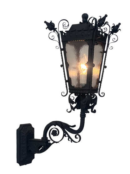 Black 1920s Spanish Revival Wall Bracket Sconce
