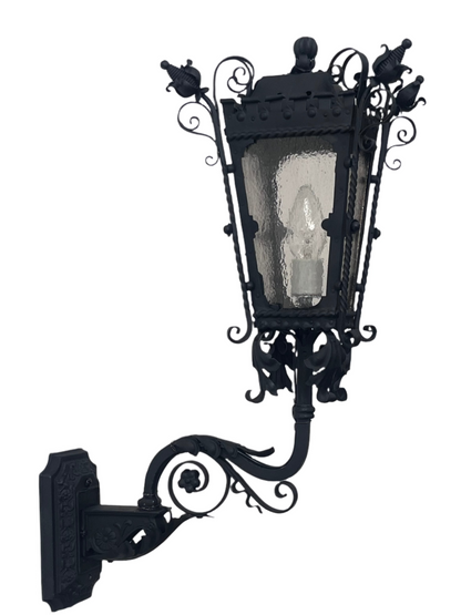 Black 1920s Spanish Revival Wall Bracket Sconce