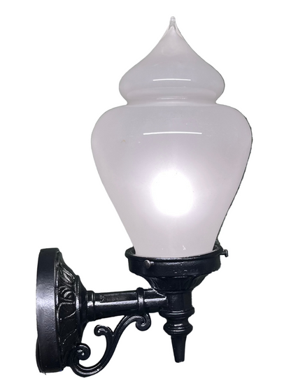 Vintage Cast Iron Outdoor Light with Ice  Cream Shade
