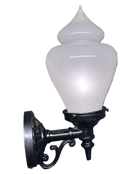 Vintage Cast Iron Outdoor Light with Ice  Cream Shade