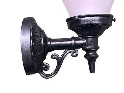 Vintage Cast Iron Outdoor Light with Ice  Cream Shade