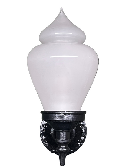 Vintage Cast Iron Outdoor Light with Ice  Cream Shade