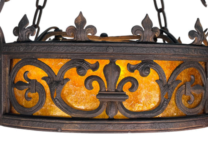 Spanish Revival Chandelier with Mica Panels