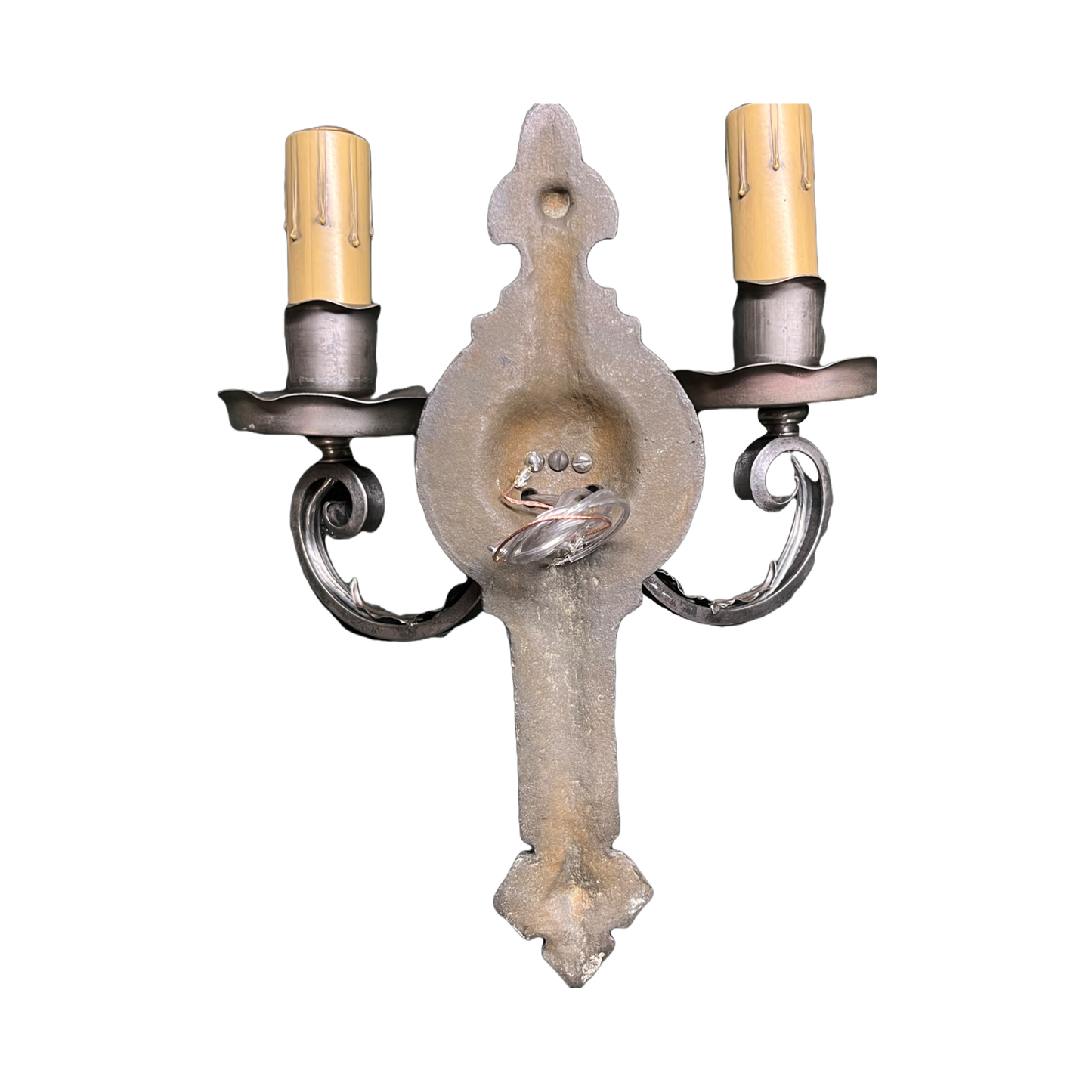 Two (of Four) Nickel Plated Double Candle Sconces #2452