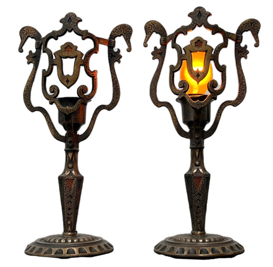 Pair of 1920s Spanish Revival "Wedding" Table Lamps, Original Finish #2453