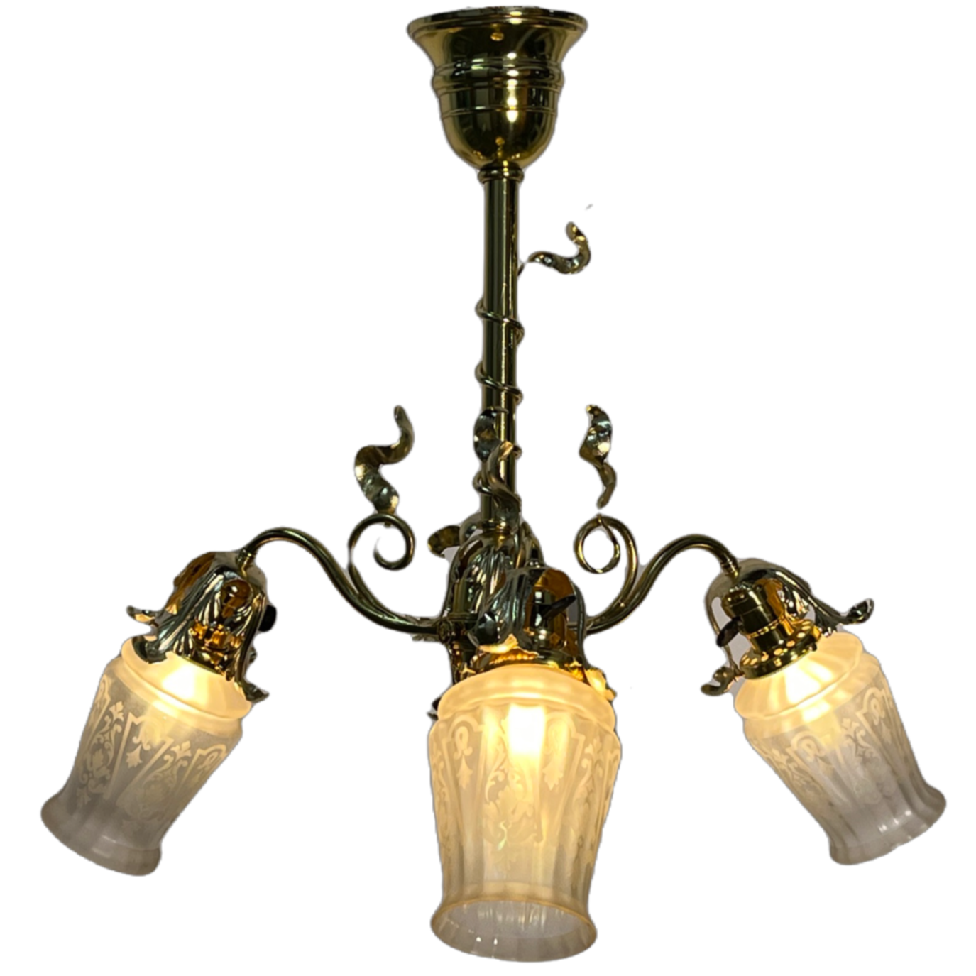 Art Nouveau three light chandelier