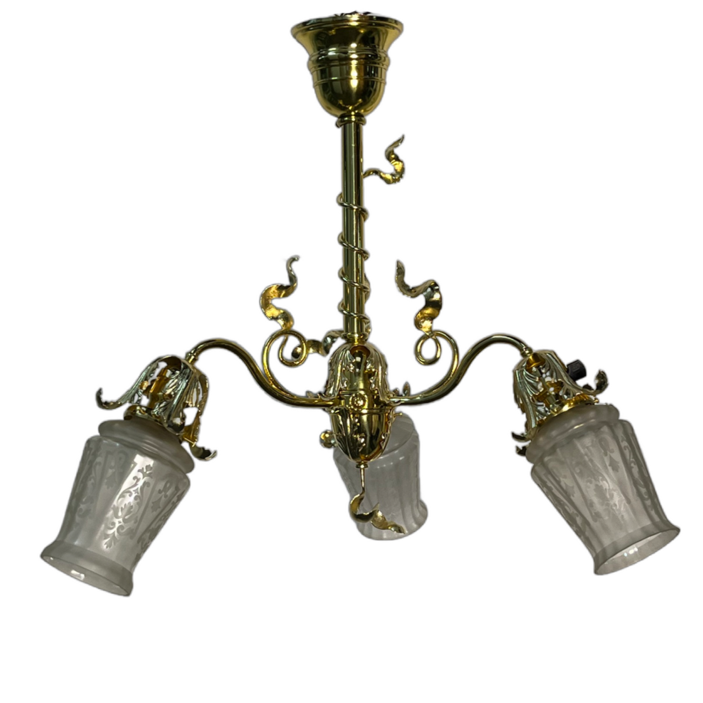 Art Nouveau three light chandelier