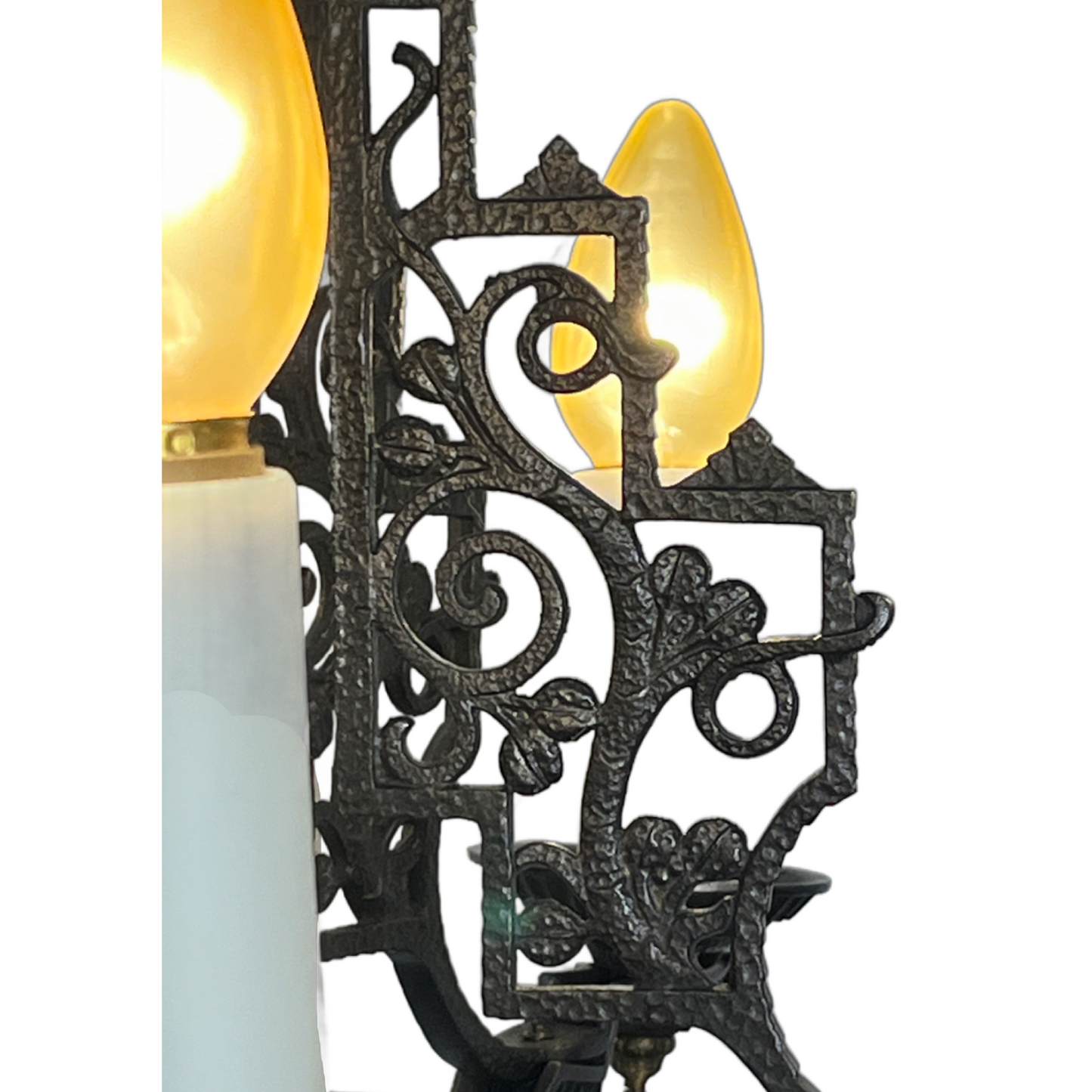 Cast Iron 5 Light Chandelier with White Resin Candlesleeves #2502