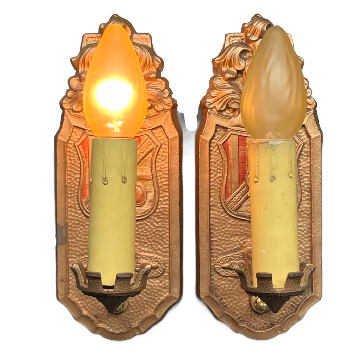 Pair Romantic Revival Knight Sconces